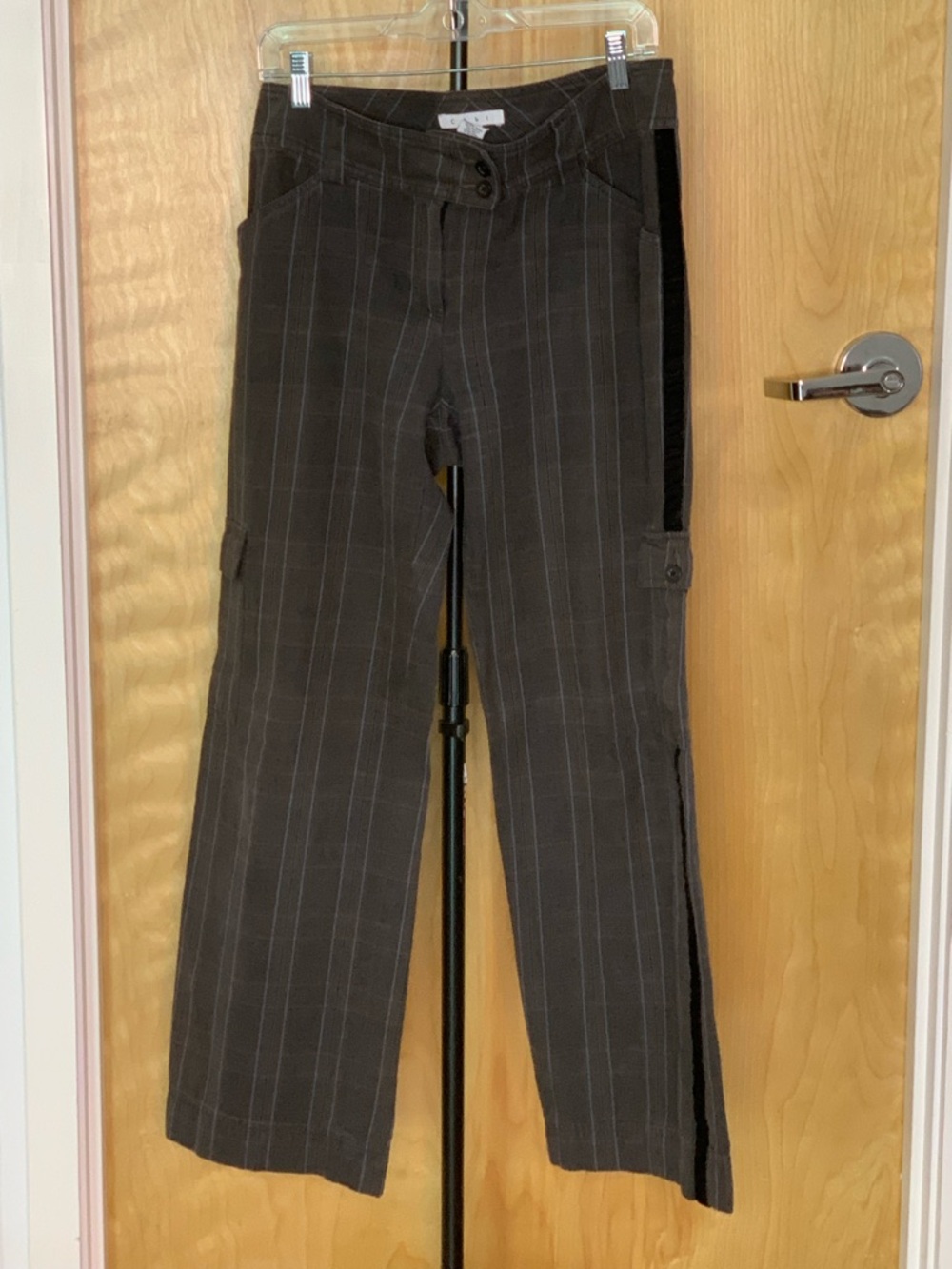 Cabi Tuxedo Stripe Plaid Cargo Pants